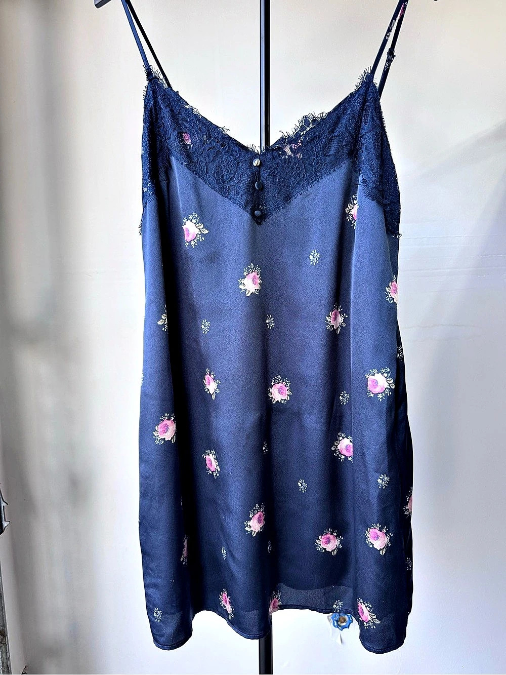 Abercrombie & Fitch Floral Lace Camisole Slip   Top Blue Medium Y2K Whimsy Cute
